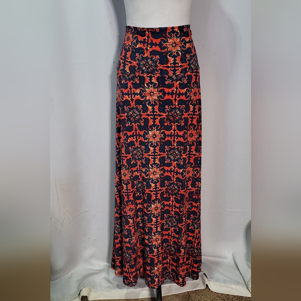 LulaRoe Women's Navy/Red High Waisted Floral Maxi Pleated Skirt Size XL EUC - Picture 2 of 10